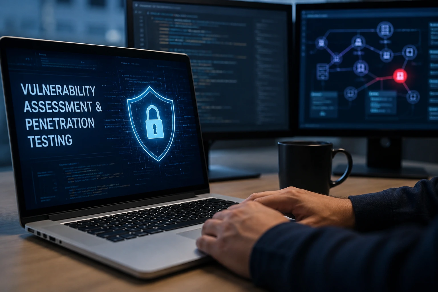 Security assessment radar beside a risk-rated assessment report